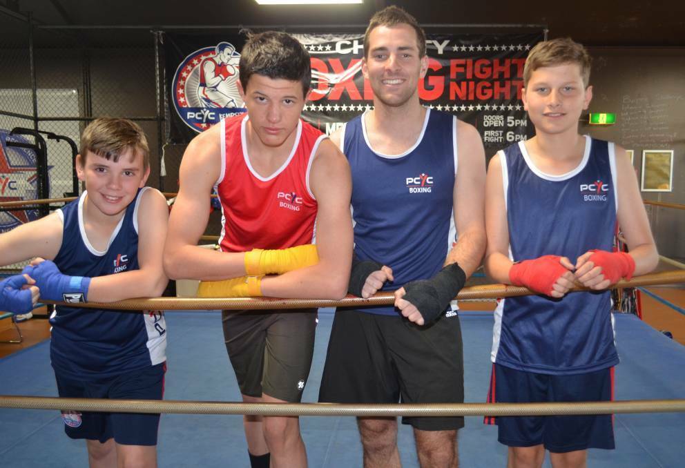 PCYC Kemspey boxers Ollie Eakin, Levi Langham, Nick Irvine and Kye Flanagon in 2018. Photo: File
