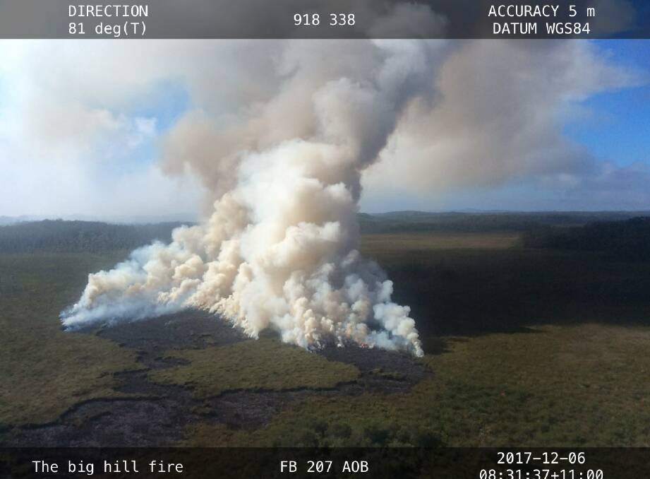 Big Hill Trail fire burning between Crescent Head and Port Macquarie. Photo: NSW RFS.