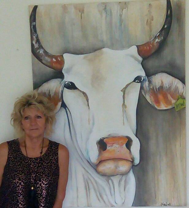 Self-taught artist Deb Marshall and one of her artworks. Deb will be featuring in the Macleay Collective exhibition.