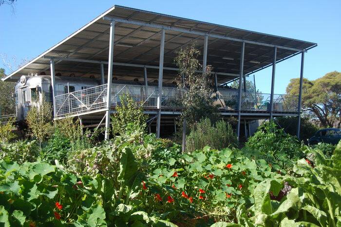 EXPRESS LEARNING: The garden surrounding the iconic Aldavilla train carriage includes an orchard, chicken coop, pig pen, frog pond, shade houses and recycling station. 