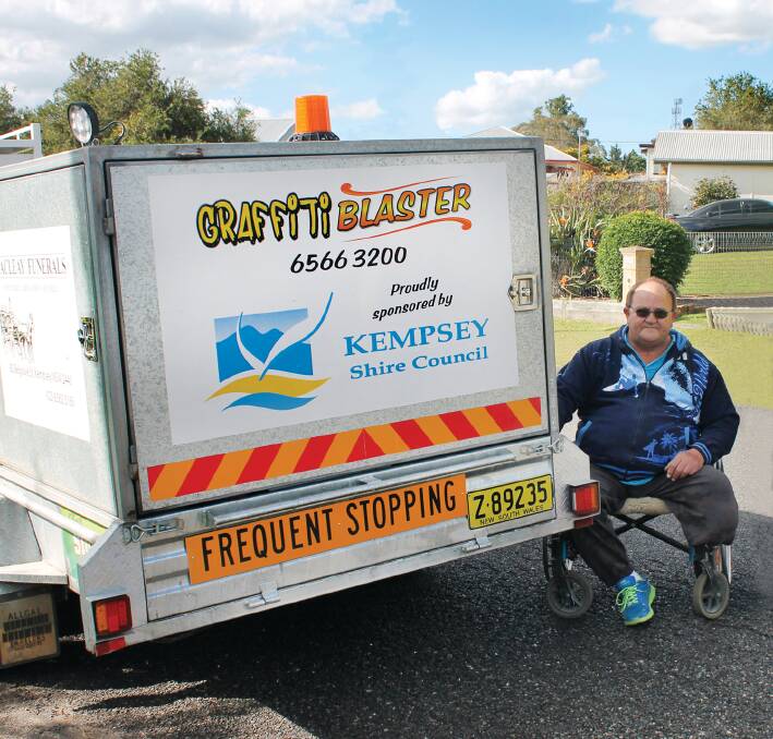  SERVING THE COMMUNITY: Kempsey resident Paul Phillips volunteers to keep our public places free of graffiti. Mr Phillips will partake in the Kempsey Queen's Baton Relay. Photo: Kempsey Shire Council.

