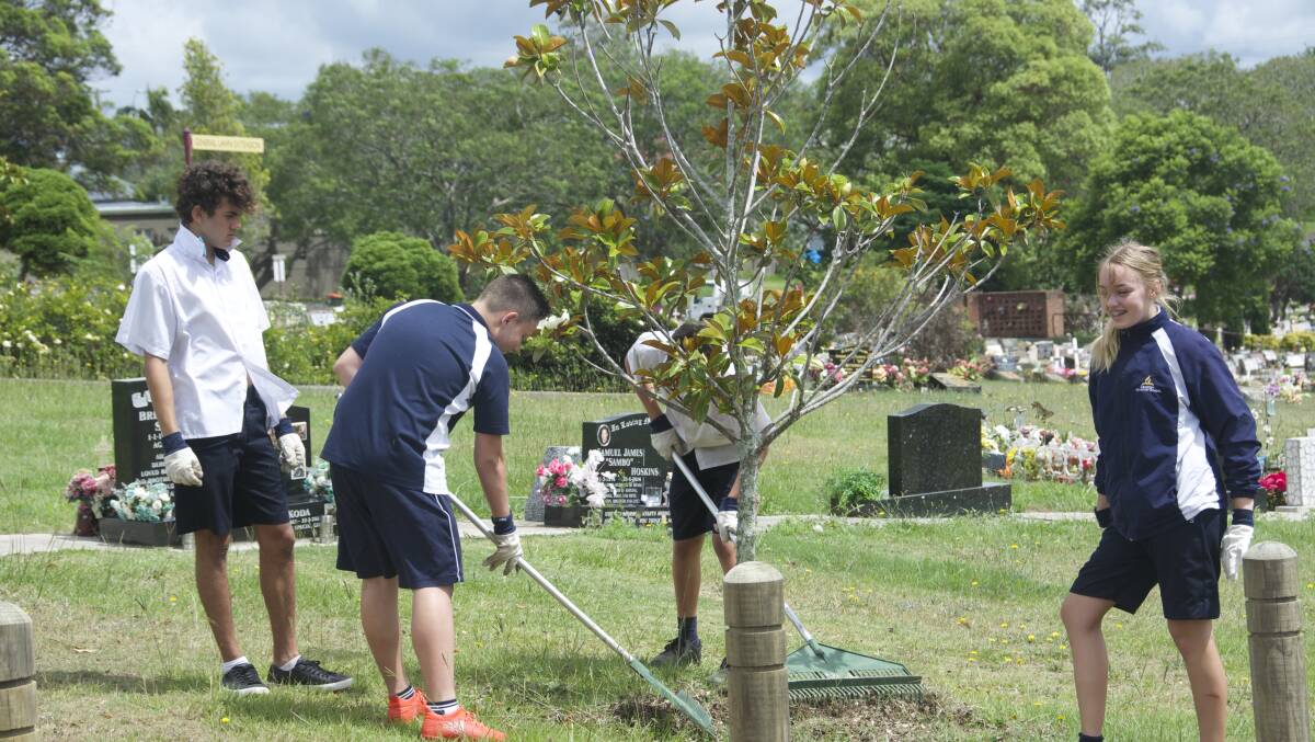 Students helped out at the Kempsey Cemetery.