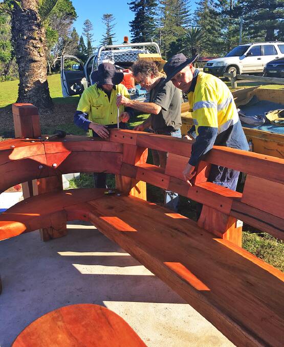 Re-use: Kempsey Shire Council donated two red cedar tree trunks. The opening is  scheduled for Saturday, August 12 at 1pm.