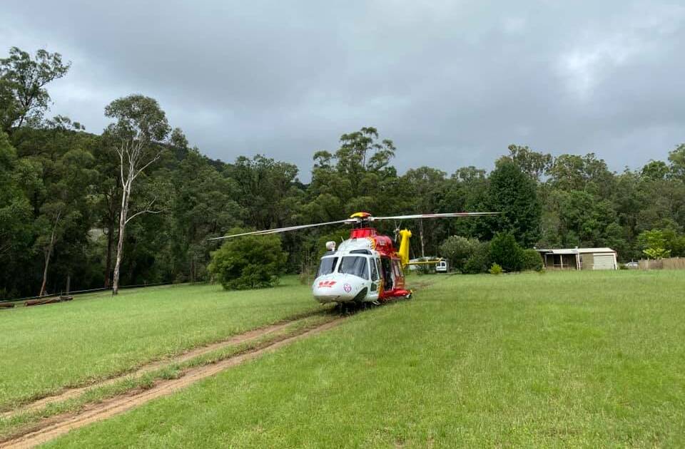 The helicopter managed to land at her property at 2.30pm where the Critical Care Medical Team treated and stabilised her for possible fractures.
