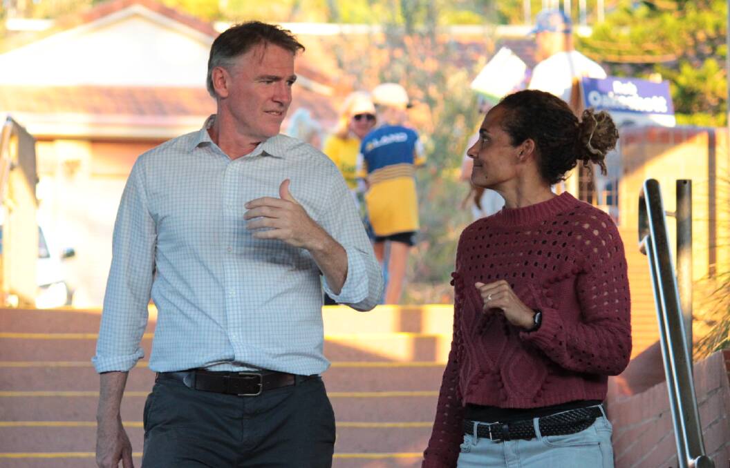 Hopeful: Rob Oakeshott shares a moment with his wife Sara.