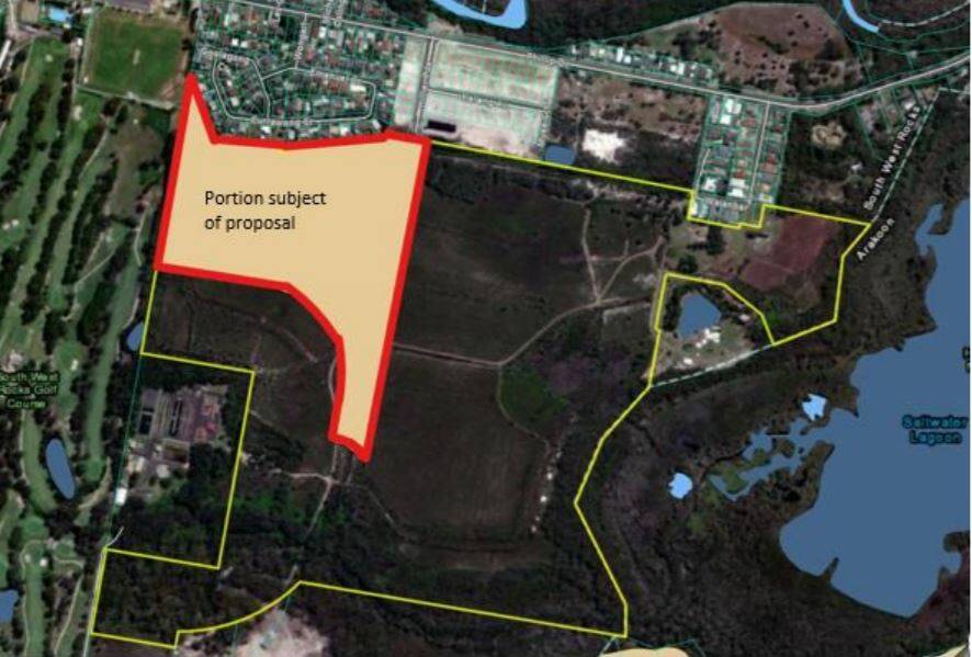 The property boundary for Lot 35 is marked in yellow, with the portion of the lot subject of the planning proposal marked in red. This portion of the lot is zoned RU2 Rural Landscape. Photo: KSC