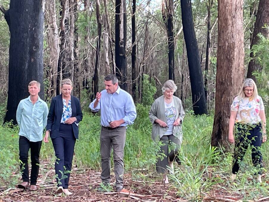 Andy Vinter of Macleay Valley Landcare, Minister for the Environment Sussan Ley, Member for Cowper Pat Conaghan, Meredith Ryan of FAWNA and threatened species commissioner Dr Sally Box.