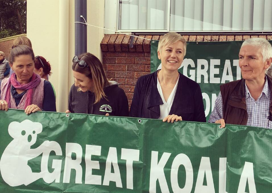 Greens MP Cate Faehrmann, second from right, with community members in Nambucca Heads last weekend