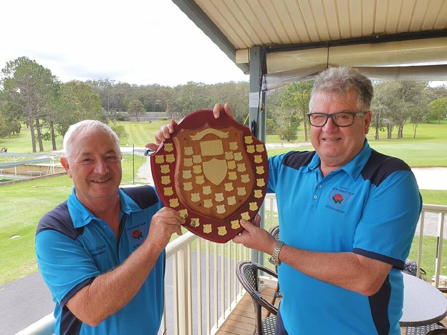 KEW WINNERS: Club president Don Steigrad and captain Col Voss with the shield.