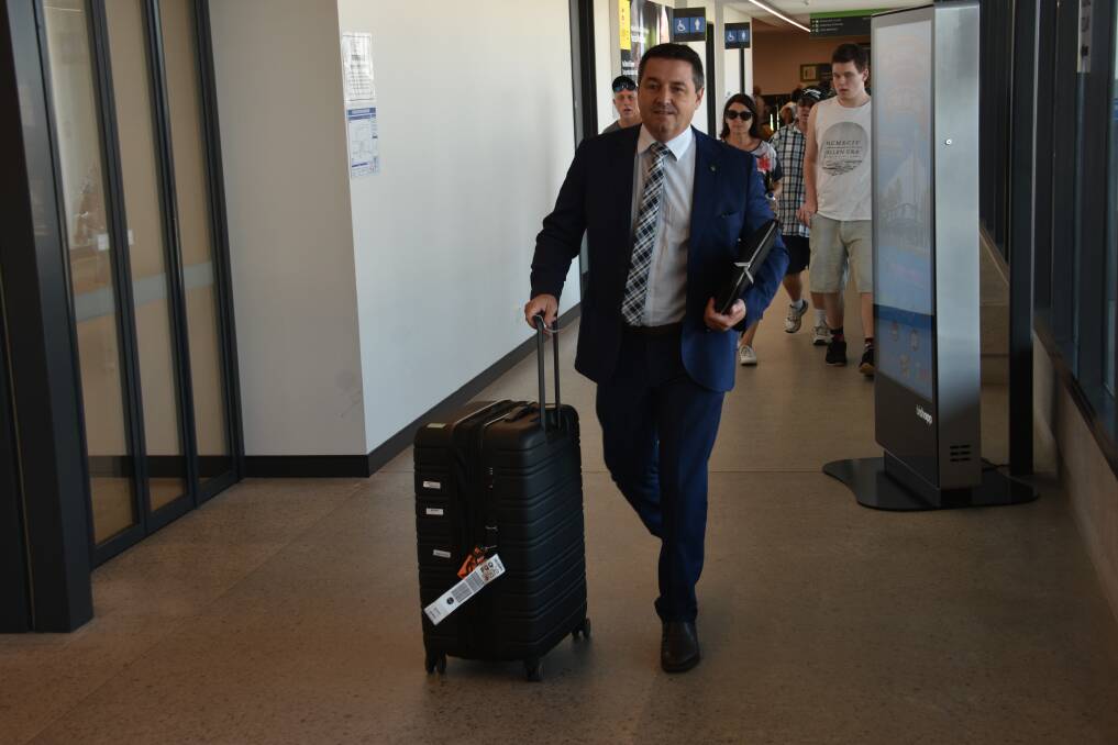 ON THE CAMPAIGN: Nationals MP and Member for Cowper, Pat Conaghan, arriving in Port Macquarie on February 28