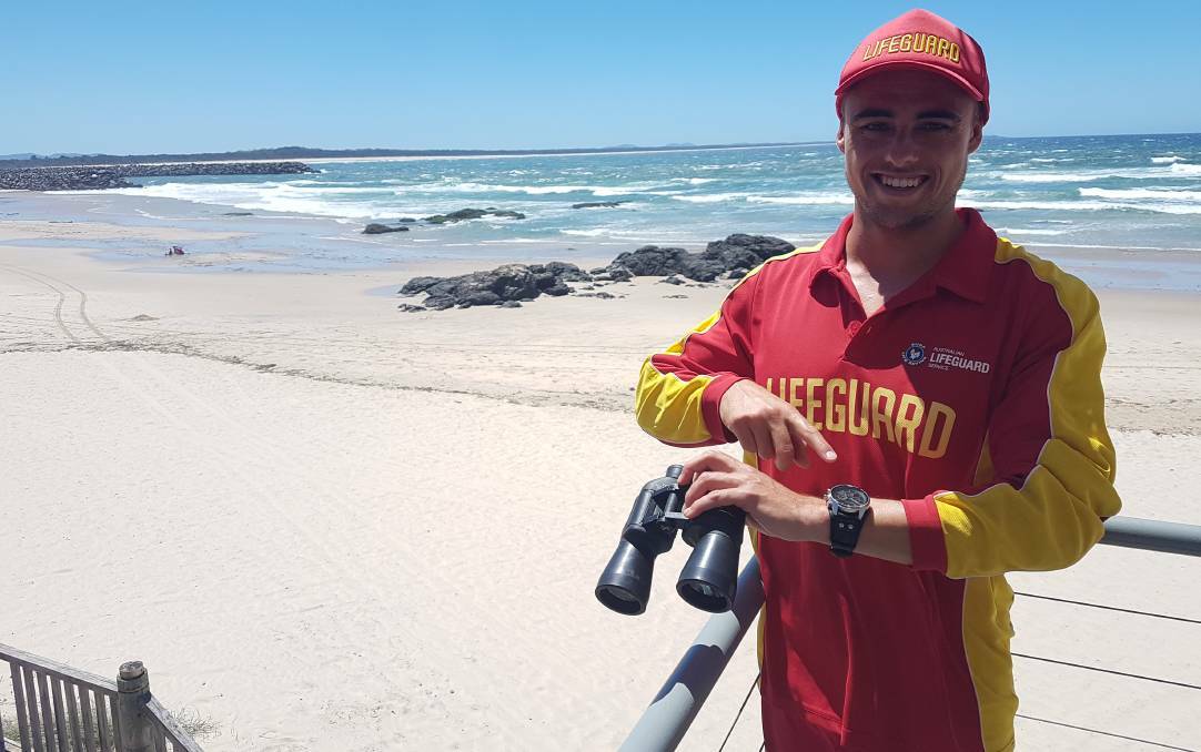 On patrol at Town Beach: Seasonal lifeguard Blake Polverino in Port Macquarie earlier this year.