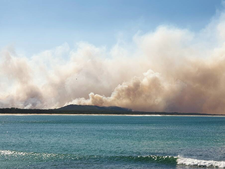 The fire north of Crescent Head has burnt through 850 hectares of bush land. Photo: Ruby Pascoe