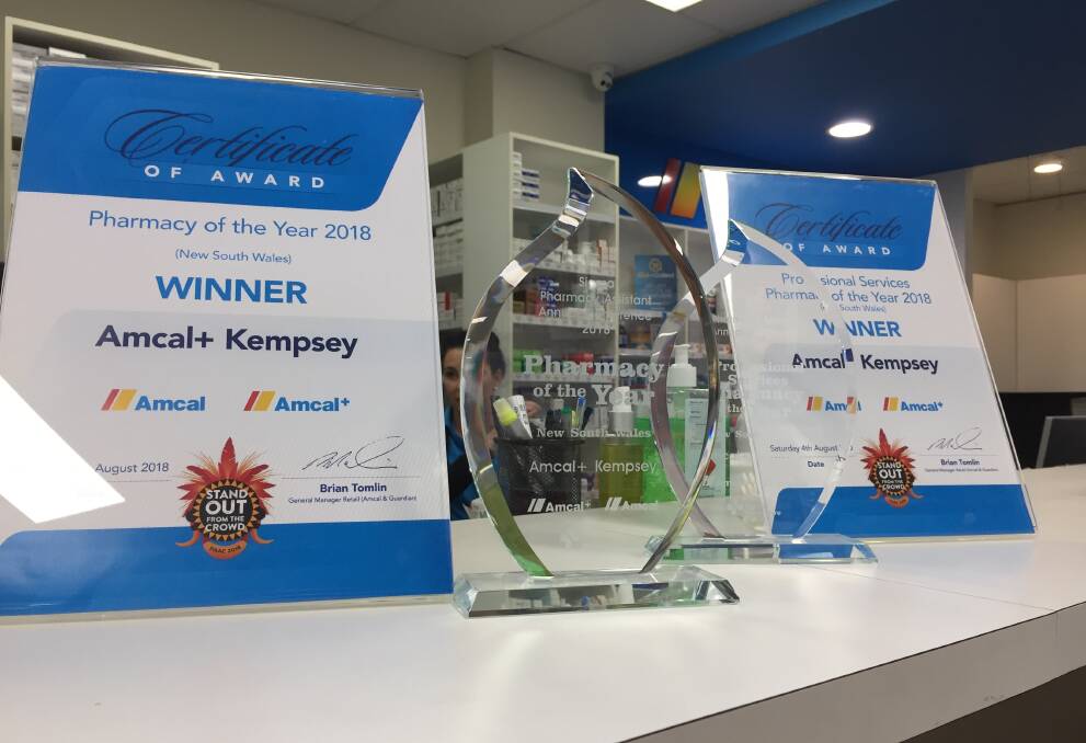 Amcal Max Kempsey brought home two awards at the state Amcal Pharmacy NSW awards night