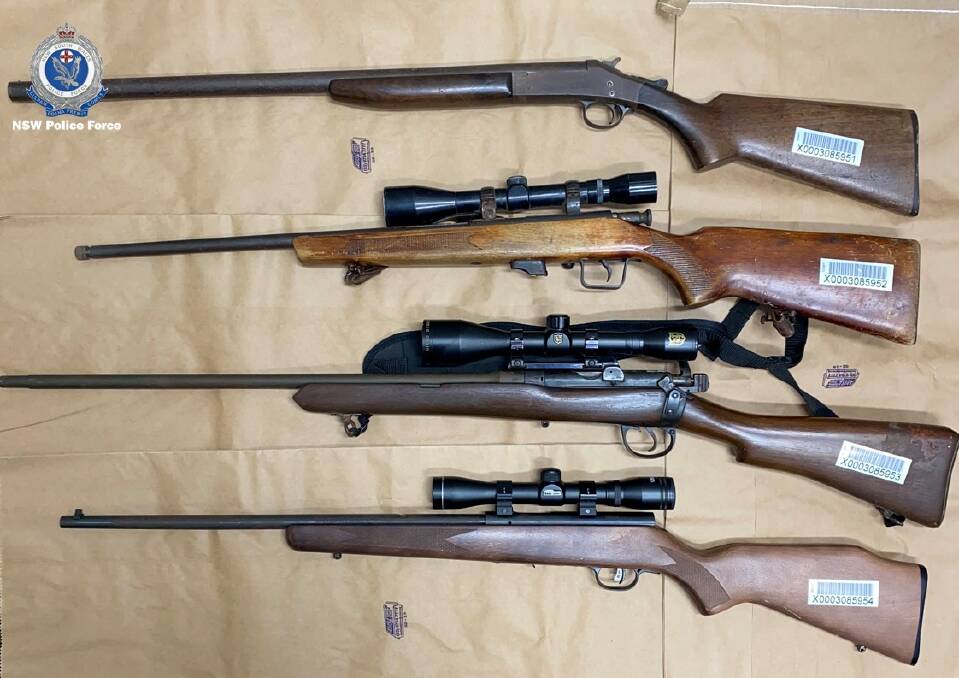 The firearms seized from a Mid North Coast property. Photo: Rural Crime - NSW Police Force Facebook page
