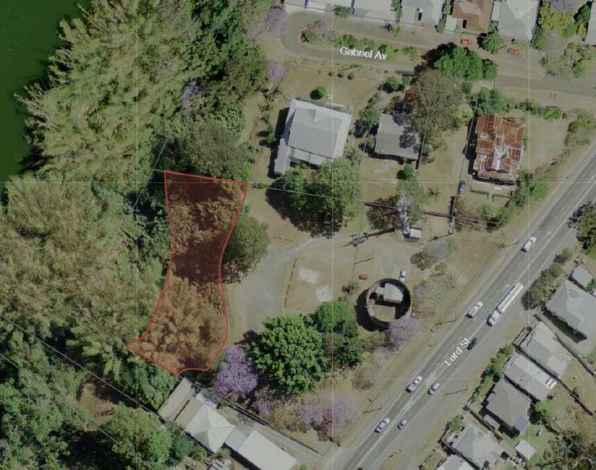 Kempsey Shire Council will be undertaking bush regeneration work to create a buffer (red shaded area) between the Rudder park Flying-fox Camp and Rudder Park. Photo: Supplied
