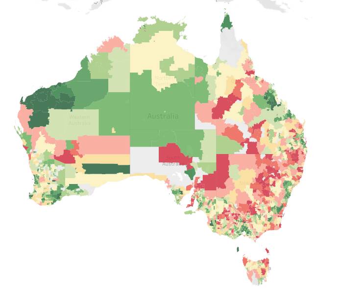 The publicly available COVID-19 Susceptibility Index map. Photo: Supplied