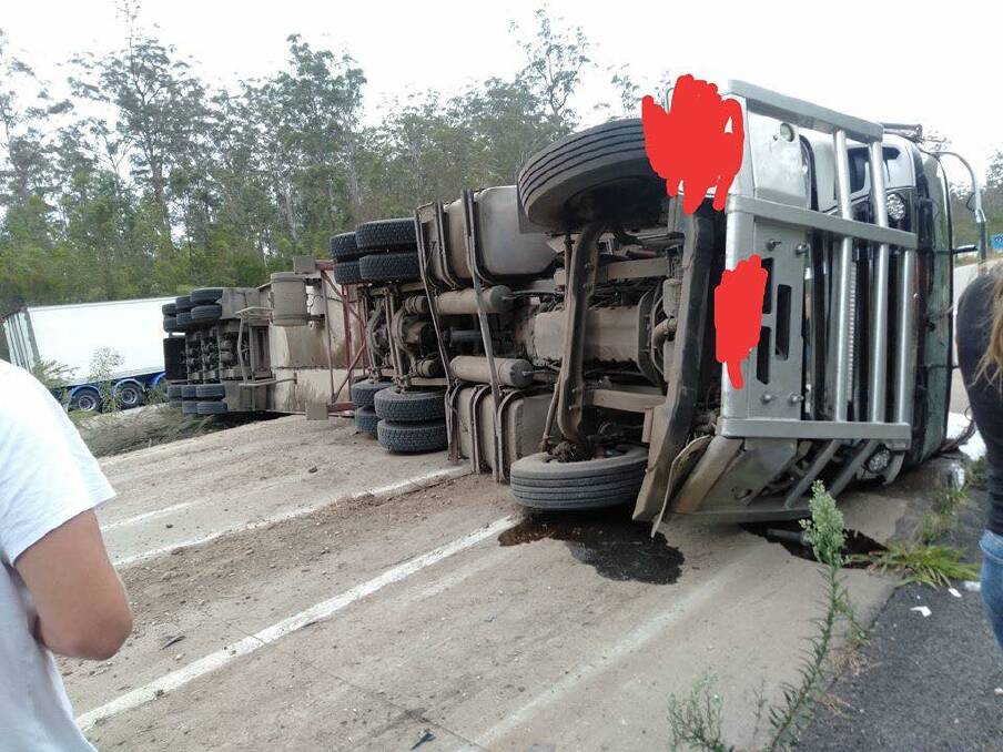 Truck rollover at Collombatti. Photo: Traffic and Highway Patrol Command - NSW Police Force