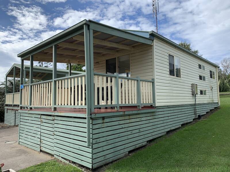 One of the 13 Crescent Head Holiday Park cabins successfully auctioned. Photo: Supplied