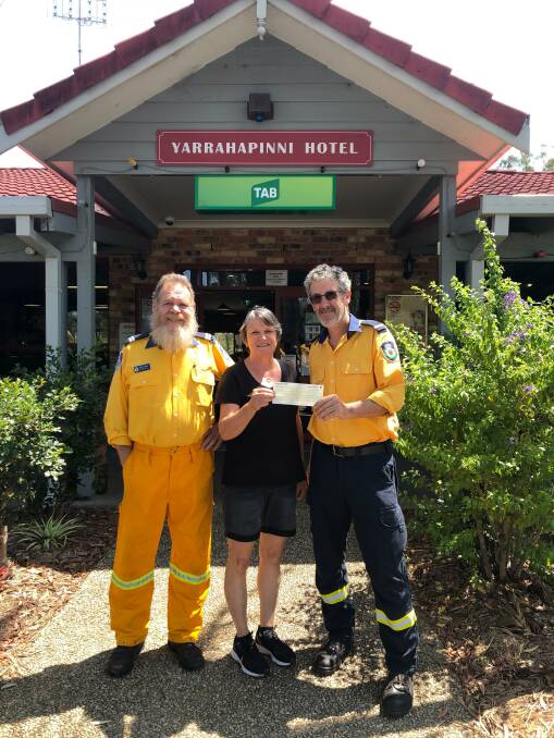 Senior Deputy Captain Dave Young and Deputy Captain and Treasurer Jeff Goldrick with Christine Duff. Photo: Supplied.