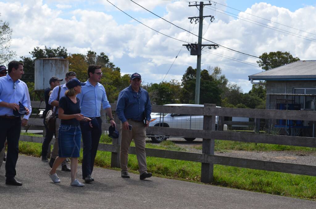 Minister for Agriculture David Littleproud visited Brett and Sue McGinn's dairy farm yesterday. Photo: Ruby Pascoe