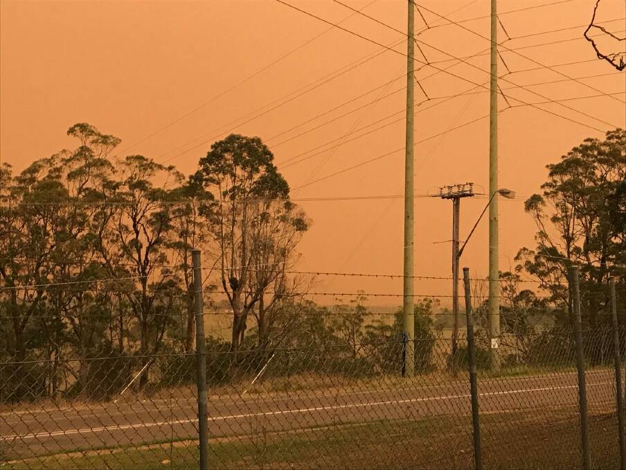 The sky on November 8, 2019 from the Kempsey RFS Control Centre. Photo: Supplied