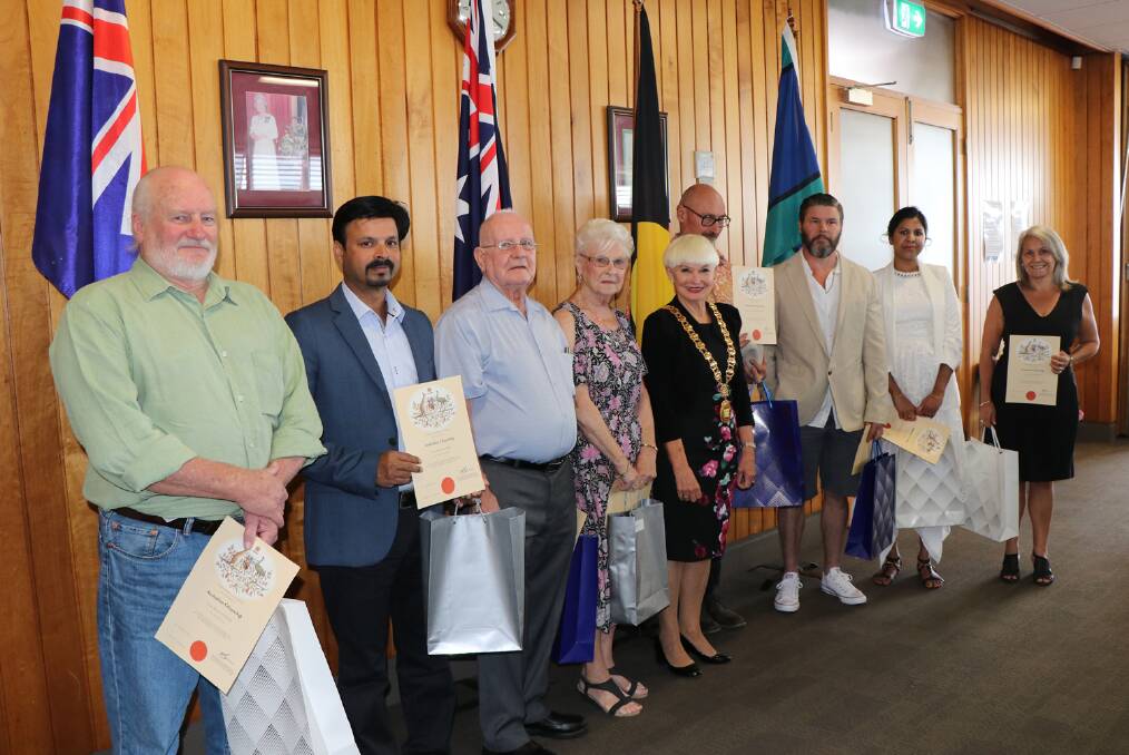 The eight residents officially became Australian Citizens at the council meeting today. Photo: Kempsey Shire Council