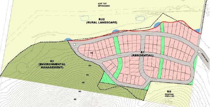 Indicative subdivision plan and zone outcomes for the amended planning proposal. Photo: Supplied
