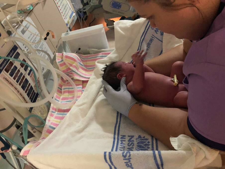 April Collins delivered her nephew at Kempsey District Hospital. Photo: Supplied