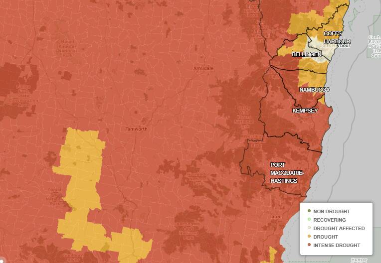 The NSW Government's Department of Primary Industries drought map