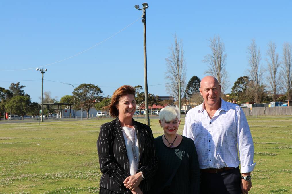 Member for Oxley Melinda Pavey MP, Mayor Liz Campbell and Councils General Manager Craig Milburn at the Verge and Eden St playing fields. Photo: Supplied