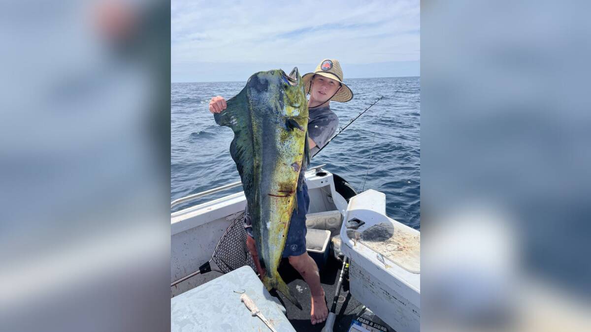Zayne Cassidy with a fantastic mahi mahi he caught off South West Rocks. Picture supplied