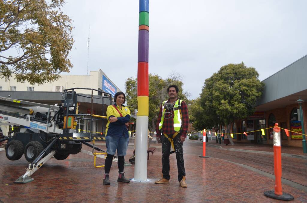 Kempsey Shire Council Community Projects Officer Olivia Parker and INDO the Artist.
