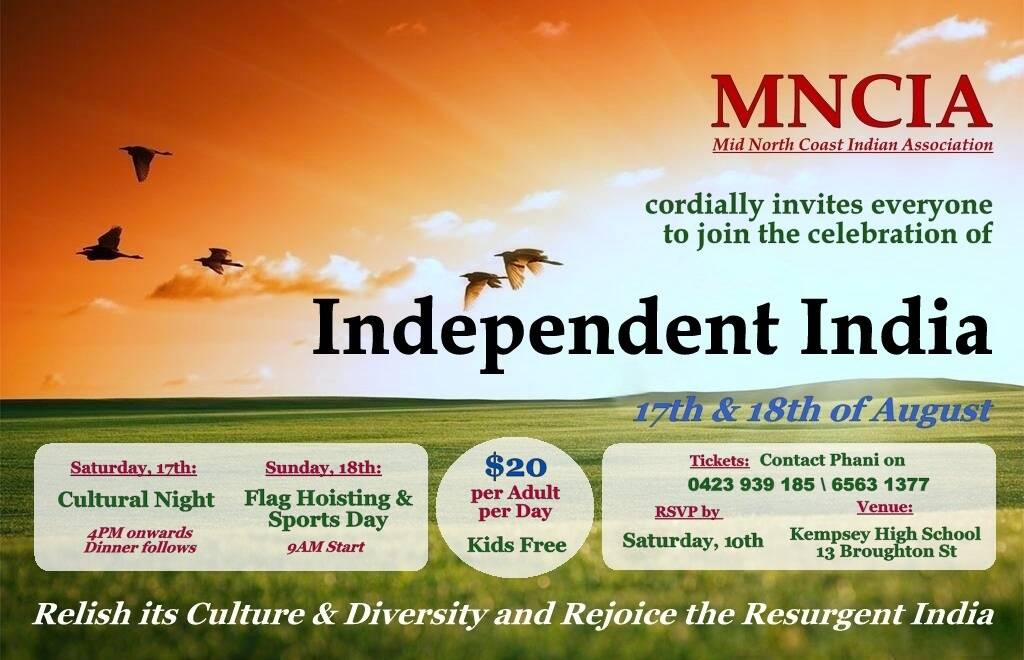 The Independent India event will be held in August at Kempsey High School