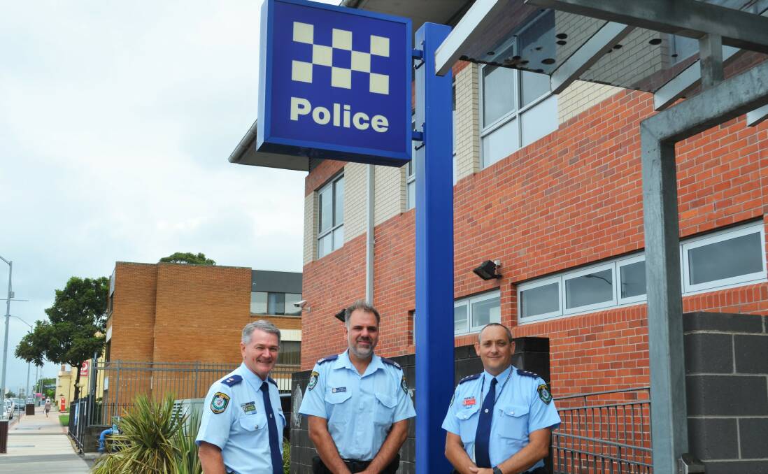 Superintendent Paul Fehon, sergeant Paul Martyn and inspector Stuart Campbell. Photo: Ruby Pascoe