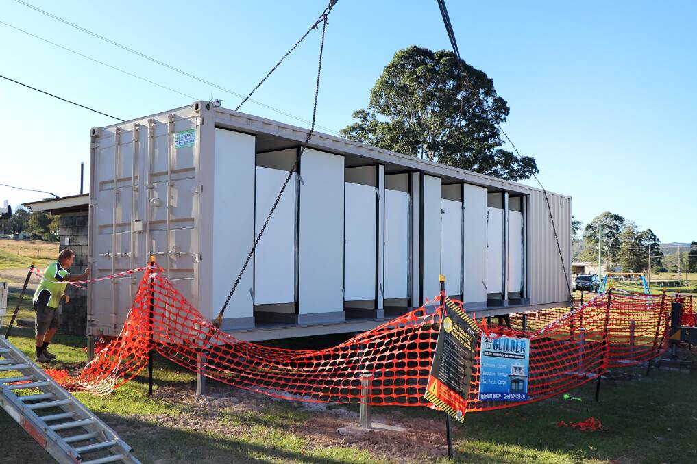 A new prefabricated amenities was delivered to the Willawarrin Showground this week with the installation to be completed in the coming weeks. Photo: Supplied