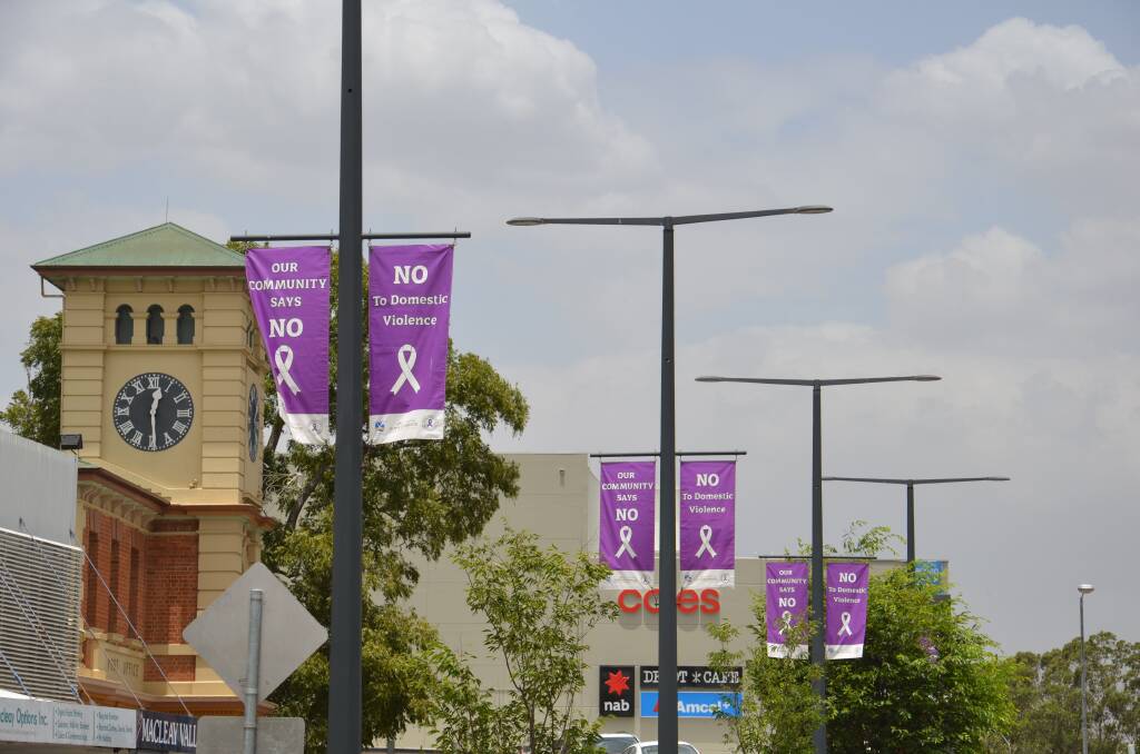 Kempsey Shire Council have placed banners along Smith St in support of 16 days of activism. Photo: Ruby Pascoe