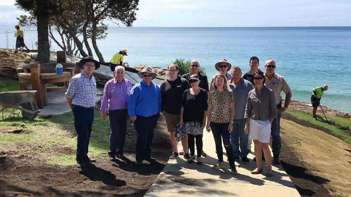 Councillors visited the Monument Point walkway at South West Rocks while construction was taking place last year