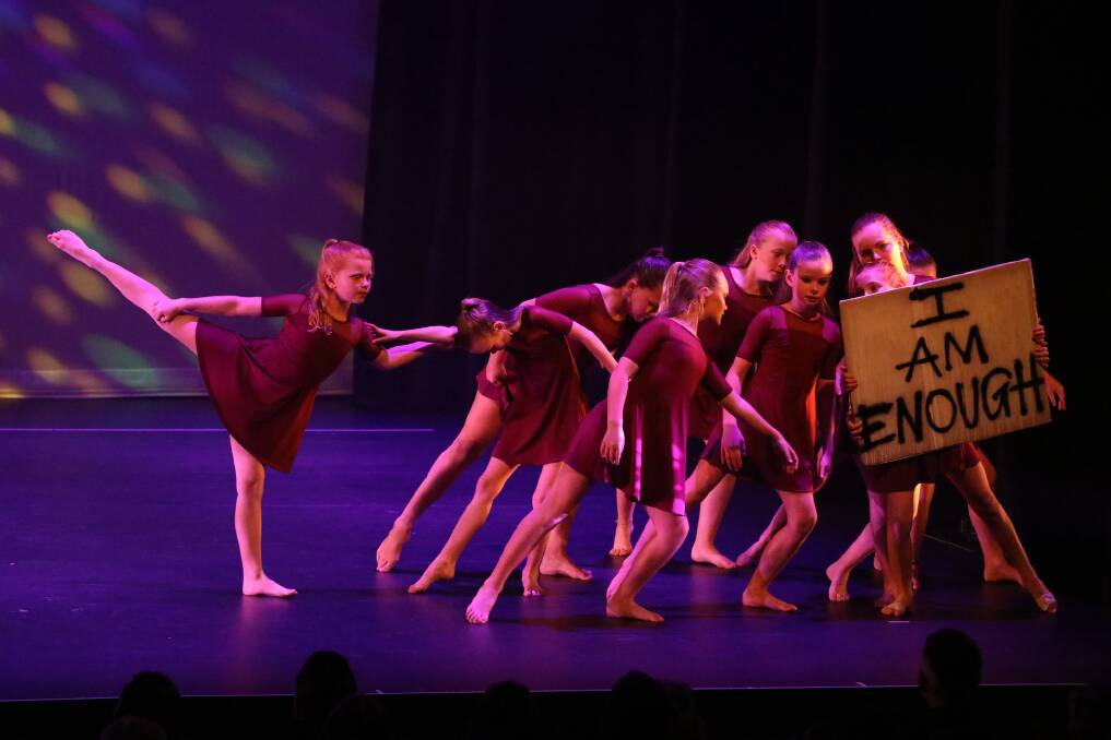 The group of students from Aldavilla Primary School performing at the Lower North Coast Dance Festival. Photo: Darrell Nash from NashysPix 