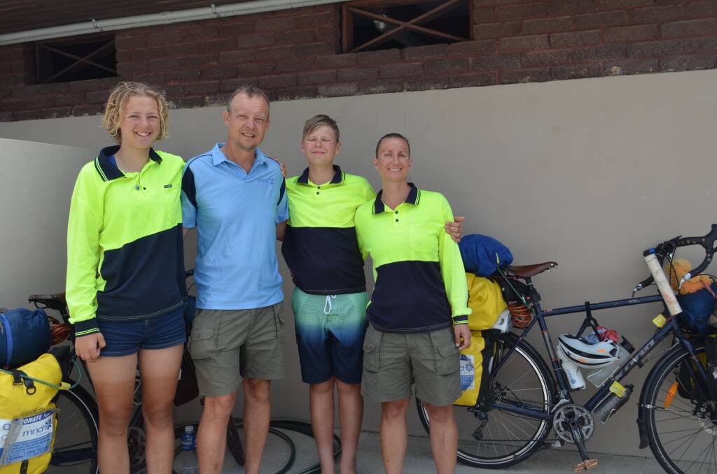 Cloe, Jozef, Jack and Diana Wolters stopped at Kempsey yesterday afternoon. Photo: Ruby Pascoe