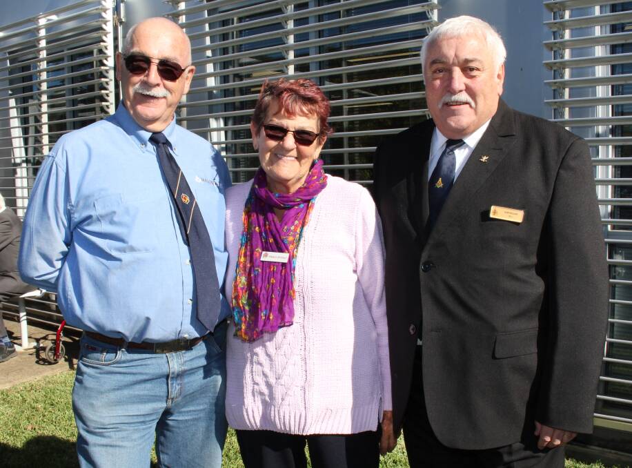 Masonicare representative and Lodge Loftus/Macleay member Robert Drysdale and Frances Drysdale with the Freemasons Regional Grand Counsellor, Alan Williams. Photo: Supplied 