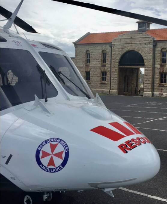 The Westpac Rescue Helicopter at Trial Bay Gaol. Photo: Supplied