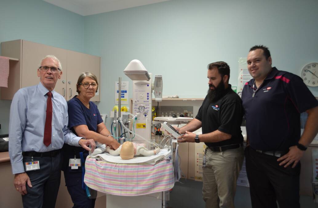 Deputy Director of Nursing Michael Fowler, Clinical Nurse Specialist Midwifery Patty Neal, Regional IGA Manager Josh Gilmour and Owner of Cental Kempsey IGA Rohan Simpson. Photo: Ruby Pascoe