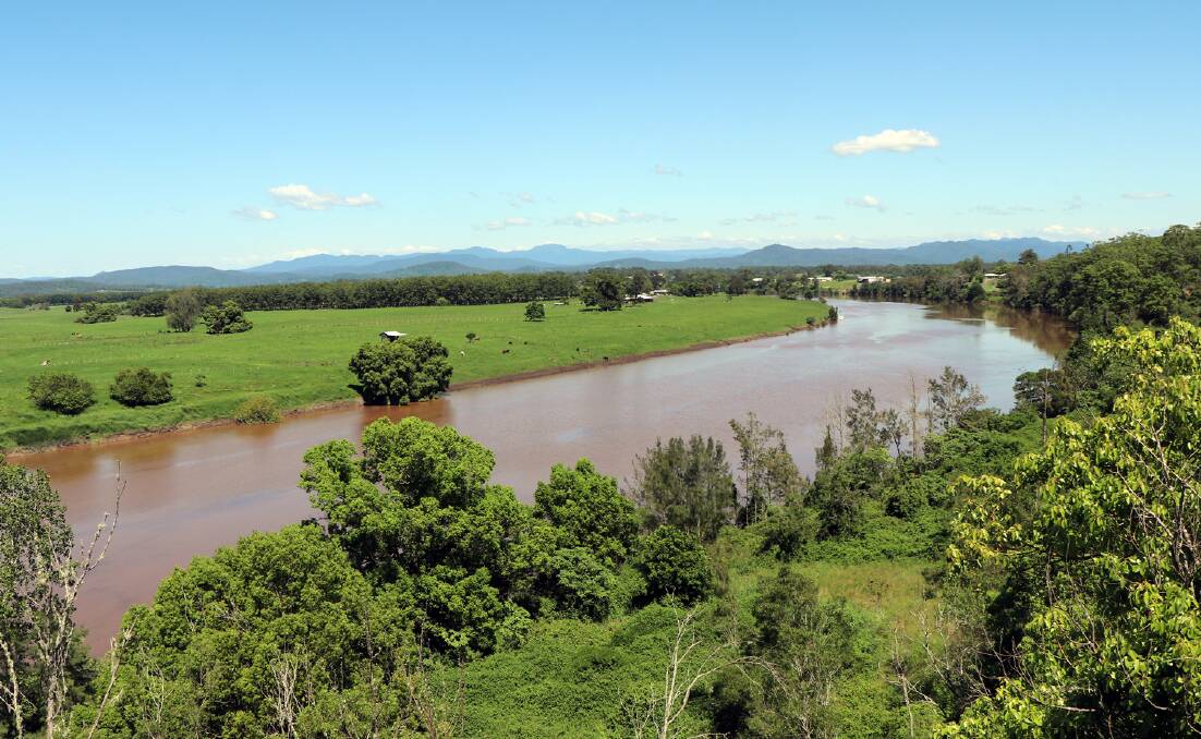 The Macleay River at Greenhill. The recent weeks of rain have provided strong flows in the river, allowing the dam to be refilled through the Sherwood borefield. Photo: Supplied