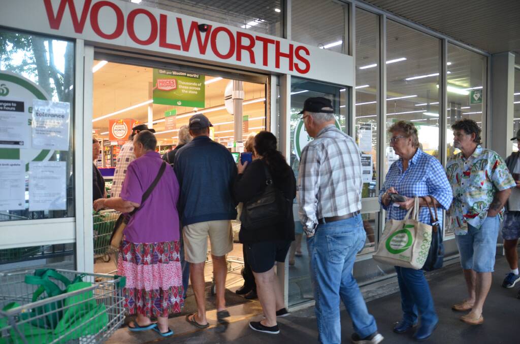 Around 100 locals lined up this morning outside Kempsey Woolworths