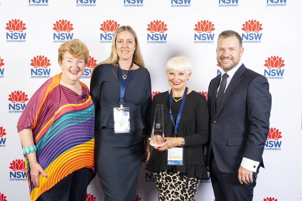 NSW Small Business Commissioner Robyn Hobbs OAM, Kempsey Shire Council Manager of Commercial Business Gayleen Burley, Mayor Liz Campbell and CEO of Service NSW Damon Rees. Photo: Supplied