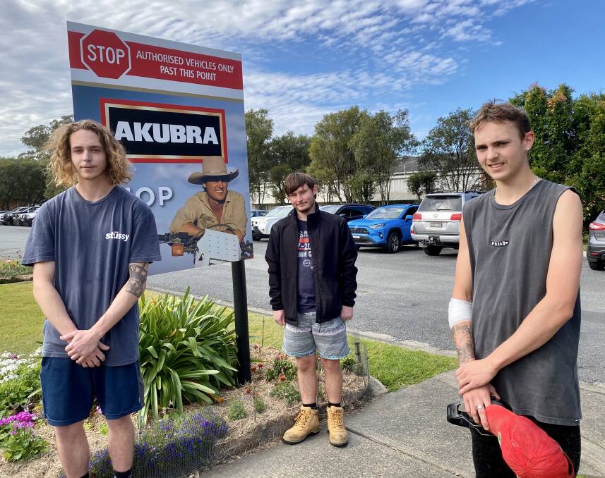 Former St Pauls students now working at Akubra Jacob Kennedy, Matthew McLean and Joseph Jenkins. Photo: Supplied