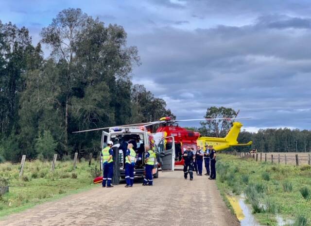 The male driver was airlifted to John Hunter Hospital in a stable condition. Photo: Westpac Rescue Helicopter
