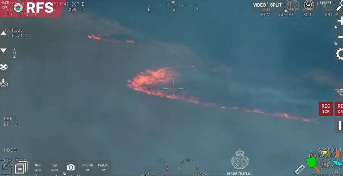 The fire has burnt through 7320 hectares. Picture, NSW RFS