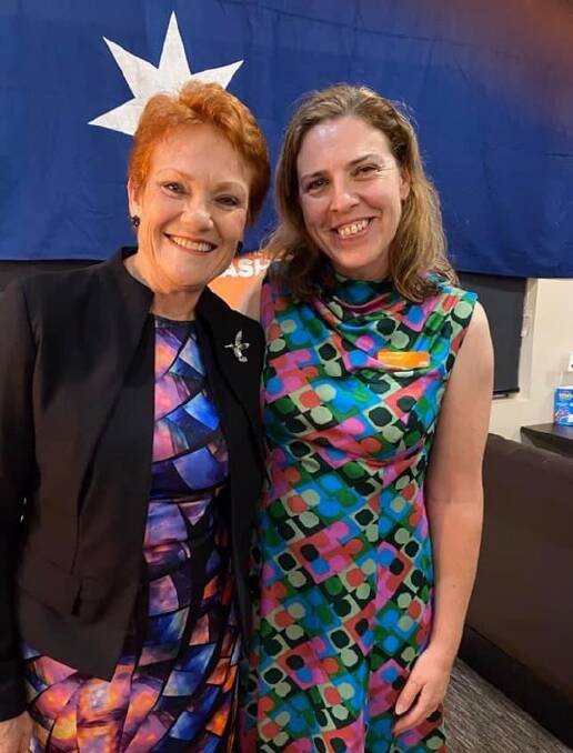 One Nation leader Pauline Hanson and Pauline Hanson's One Nation candidate for Cowper Faye Aspiotis