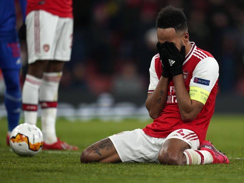 Pierre-Emerick Aubameyang's Arsenal were knocked out of the Europa League by Olympiacos.